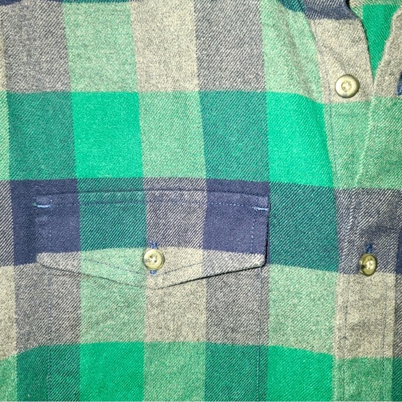 UNTICKit size L navy/green checked  long sleeve button shirt - Picture 2 of 6